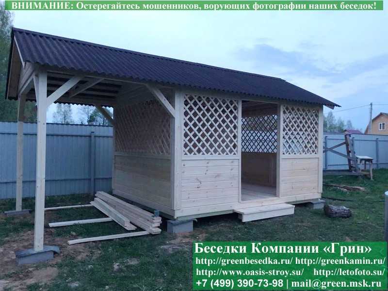 Садовая Беседка Для Дачи 'Домик С Навесом 3х6' - 7