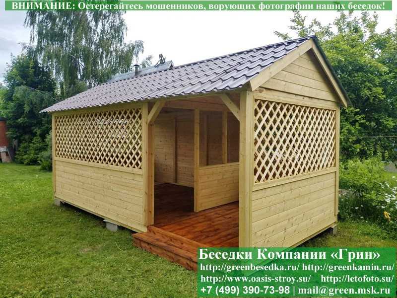 Садовая Беседка Для Дачи 'Домик С Навесом 3х6' - 13