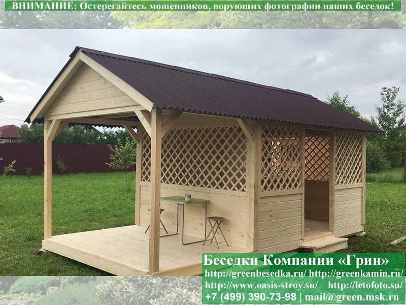 Садовая Беседка Для Дачи 'Домик С Навесом 3х6' - 16