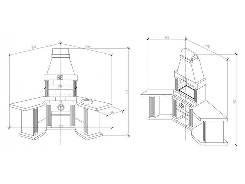 Угловая Печь-Барбекю С Грилем Для Беседки, Кухни № 18 - 2