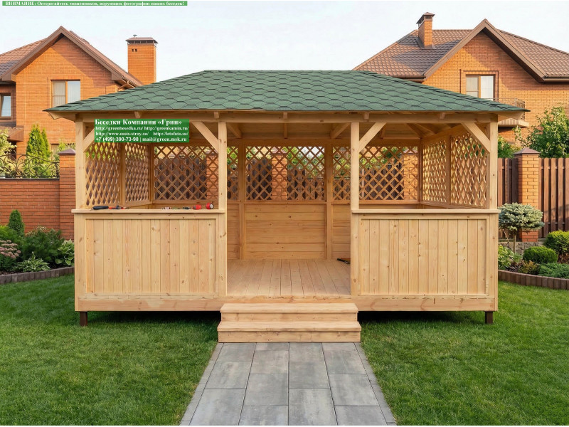 Летняя Деревянная Беседка Для Дачи, Сада, Дома 3х6  - 5