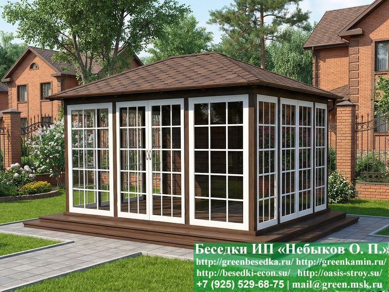 Застекленная Беседка С Панорамными Окнами 3х4  - 1