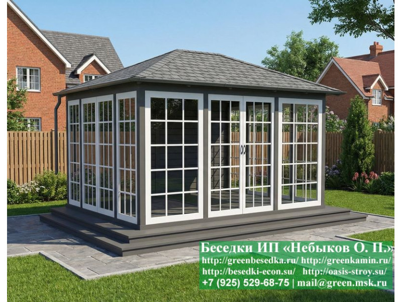 Застекленная Беседка С Панорамными Окнами 3х4  - 2