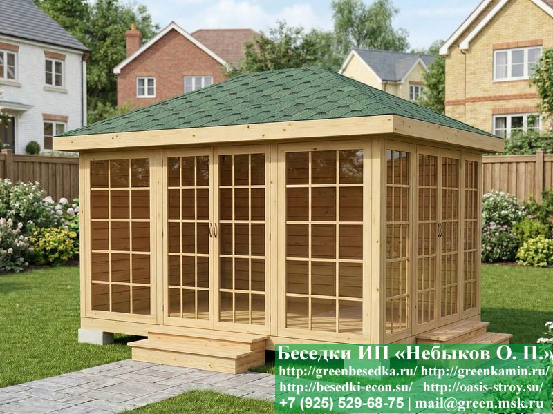 Застекленная Беседка С Панорамными Окнами 3х4  - 3