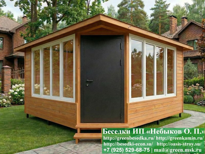 Беседка С Пластиковыми, Алюминиевыми Окнами 5х5  - 4
