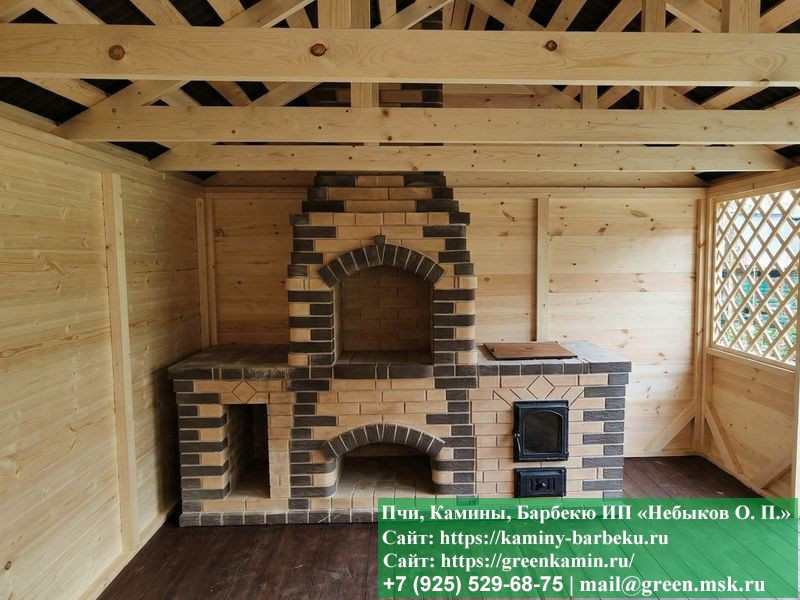 Строительство Мангала-Барбекю Из Кирпича В Беседке  - 1