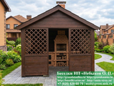 Строительство Мангала-Барбекю Из Кирпича В Беседке  - 1 2