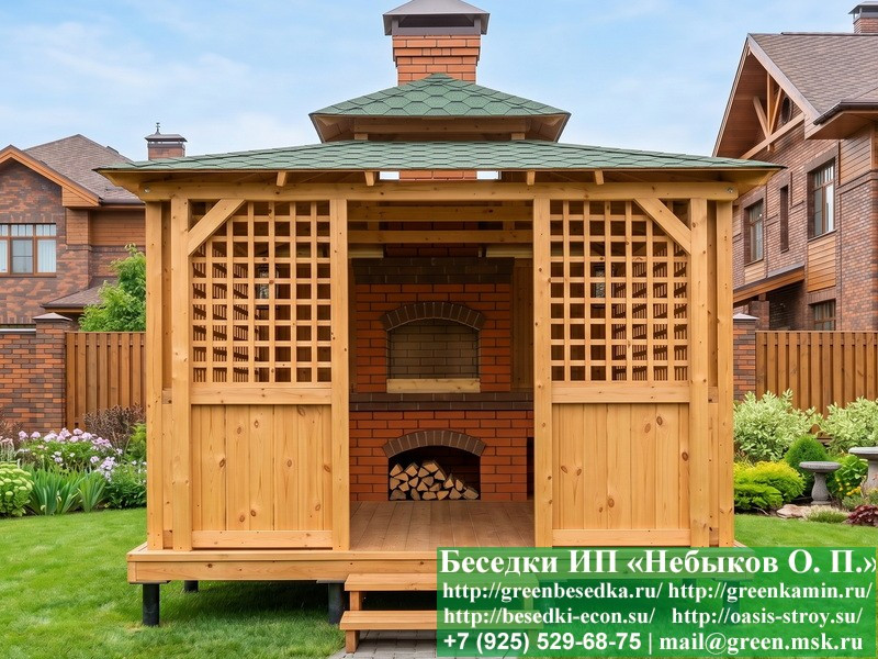 Строительство Мангала-Барбекю Из Кирпича В Беседке  - 5