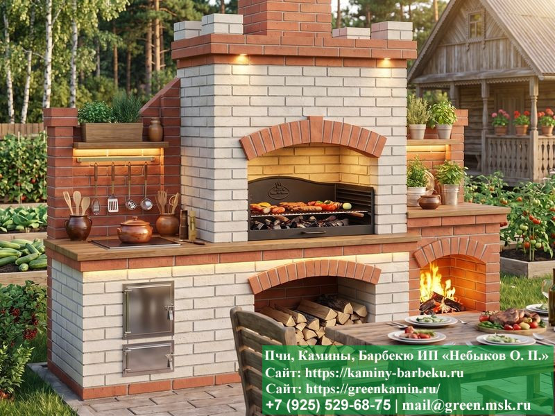 Строительство Мангала-Барбекю Из Кирпича В Беседке  - 6