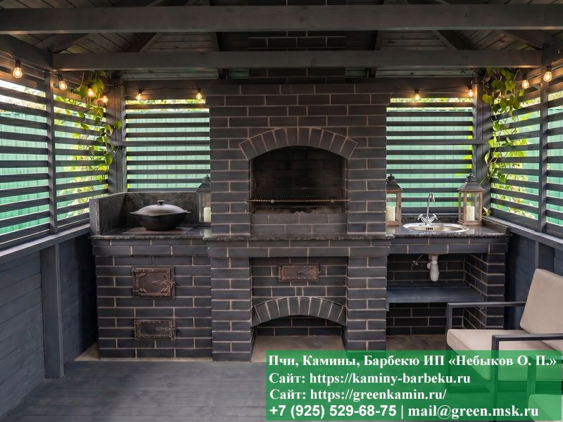 Строительство Мангала-Барбекю Из Кирпича В Беседке  - 4