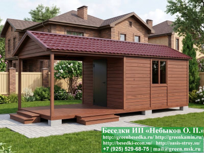 Деревянная бытовка с навесом для дачи 3х7 купить цены, фото Москва