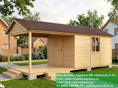 Деревянная Бытовка С Навесом 3х7  - 4