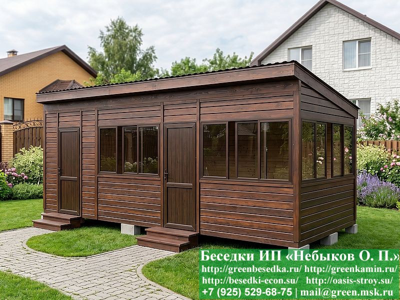 Застекленная Беседка С Хозблоком, Сараем Для Дачи 3х7  - 6