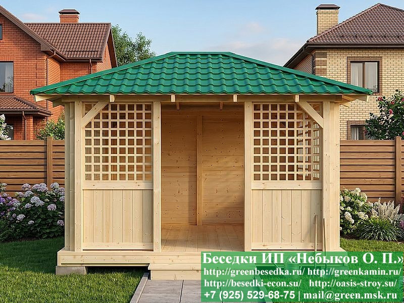 Летняя Деревянная Беседка Для Дачи 3х4. Вариант № 2 - Фото № 3
