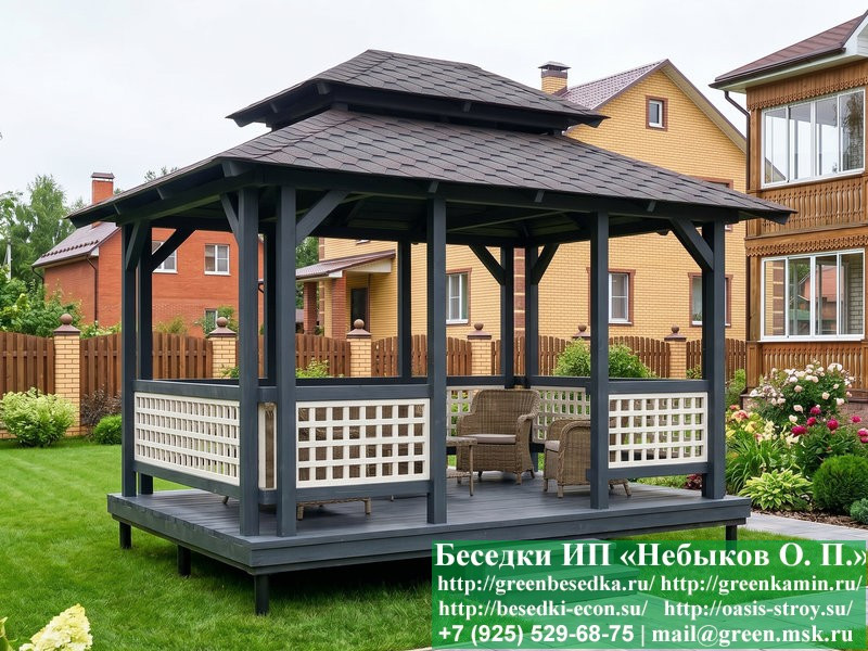 Японская, Китайская Беседка Для дачи 3х4. Вариант № 1 - Фото № 13