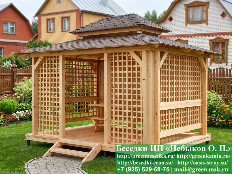 Японская, Китайская Беседка Для дачи 3х4. Вариант № 1 - Фото № 3
