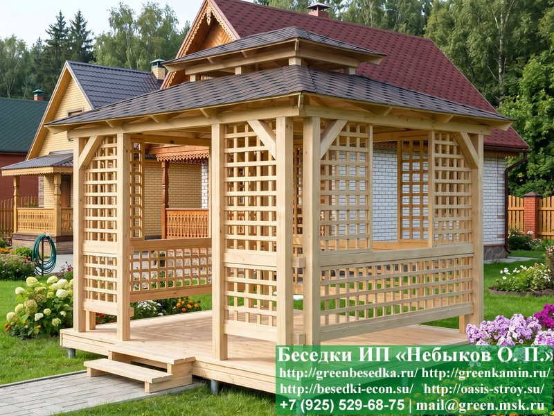 Японская, Китайская Беседка Для дачи 3х4. Вариант № 1 - Фото № 12