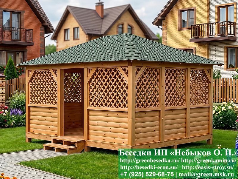 Летняя беседка 4х5 из блокхауса: доставка и монтаж в Москве, юге