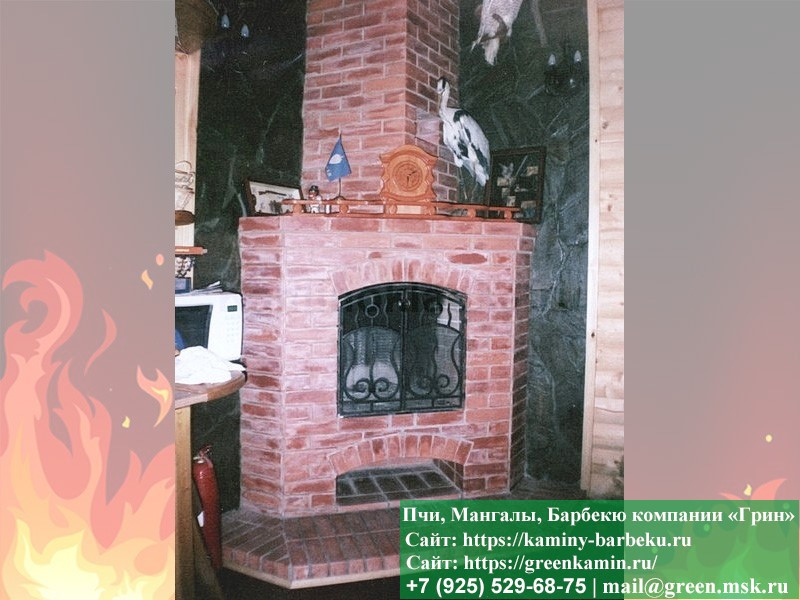 Печь-Камин Из Кирпича Для Отопления Дома, Дачи № 9  - 1