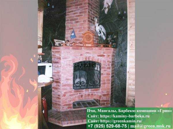 Печь-Камин Из Кирпича Для Отопления Дома, Дачи № 9 - 1