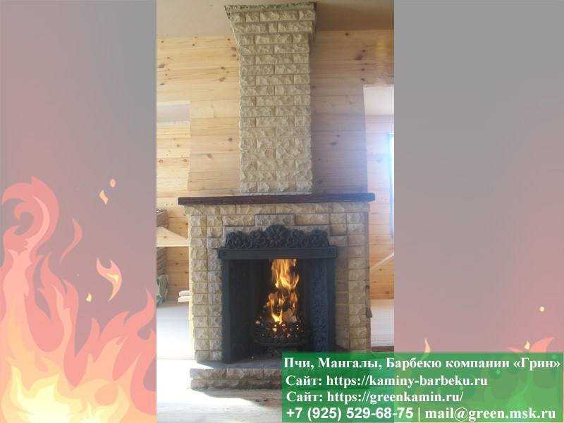 Печь-Камин Из Кирпича Для Отопления Дома, Дачи № 6 - 2