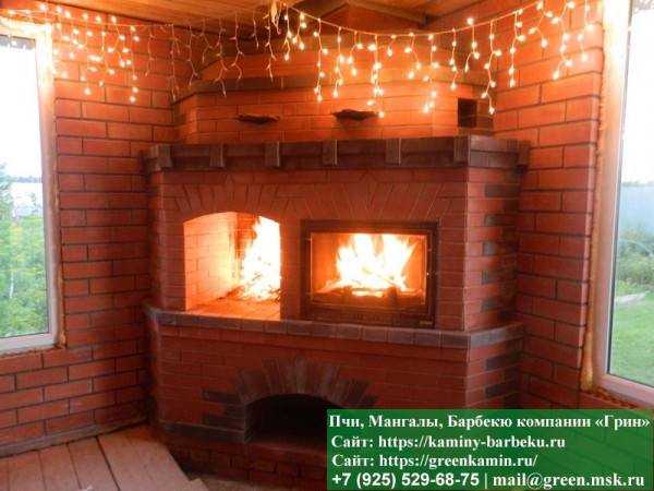 Печь-Камин Из Кирпича Для Отопления № 10 - 1