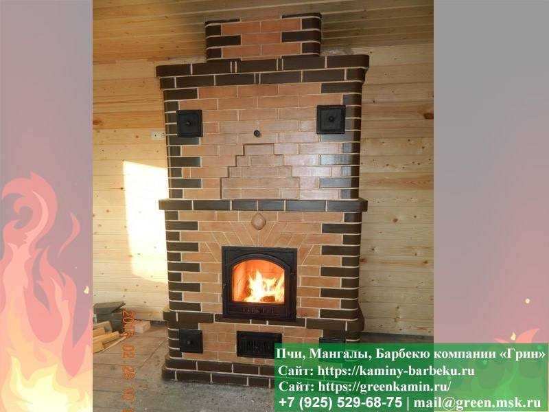 Печь-Камин Из Кирпича Для Отопления Дома, Дачи № 13 - 3