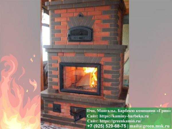 Печь-Камин Из Кирпича Для Отопления Дома, Дачи № 13 - 4